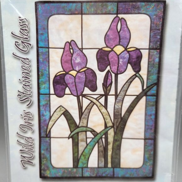 Wild Iris Stained Glass Quilt Pattern By Bear Paw Productions 22 x 33 - Picture 2 of 3